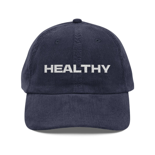 'HEALTHY' Vintage Embroidered  Corduroy Cap