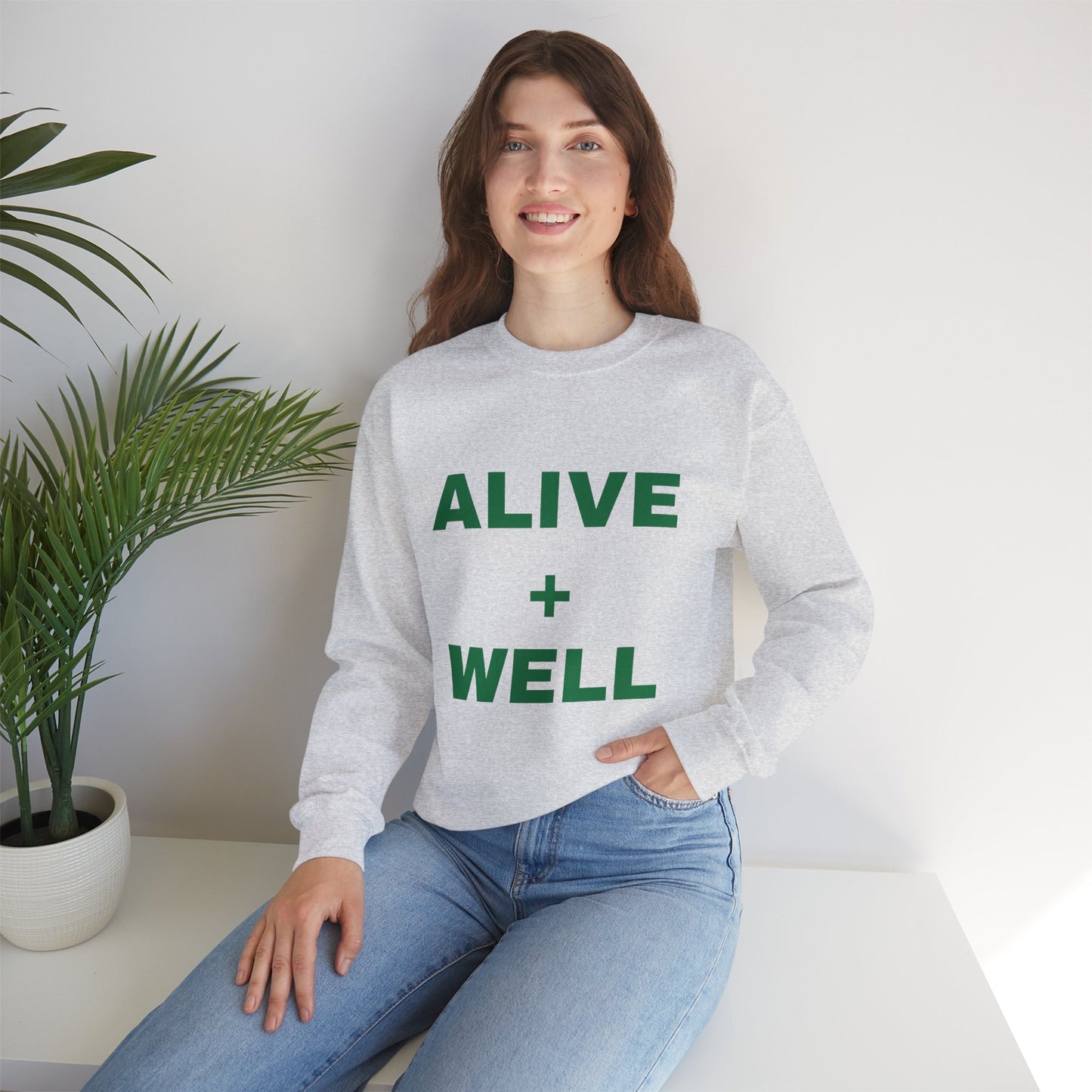 Gray Alive + Well Unisex Heavy Blend™ Crewneck Sweatshirt