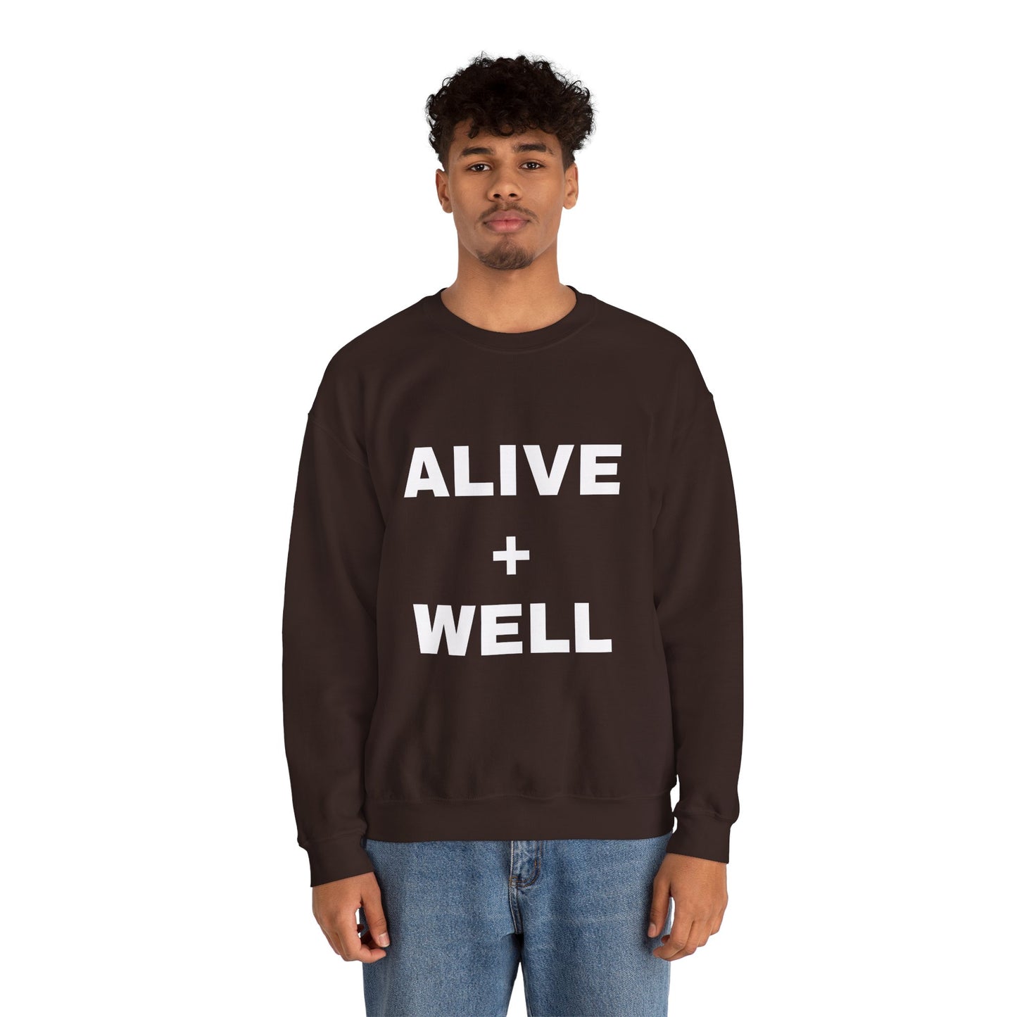 Chocolate Brown Alive + Well Unisex Heavy Blend™ Crewneck Sweatshirt